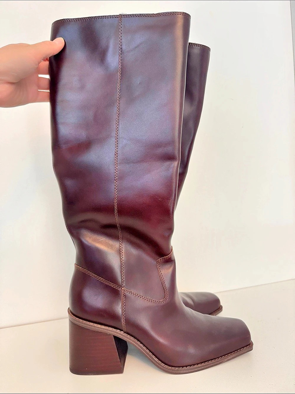 Vince Camuto W-SANGETI Leather Heeled Boots Brown Size US 8.5